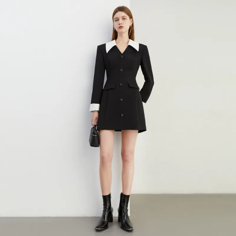 DPLAY Long Sleeved Dress Women's Black & White-1
