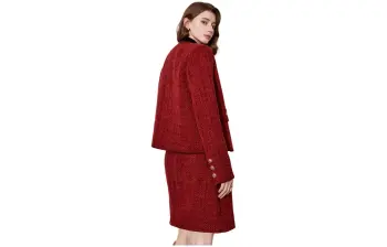 Huagaa Skirt Set Women's Burgundy