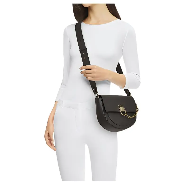 Furla Miss Mimi Collection Cow Leather Saddle Bags Shoulder Bags Mini Women's Black-2