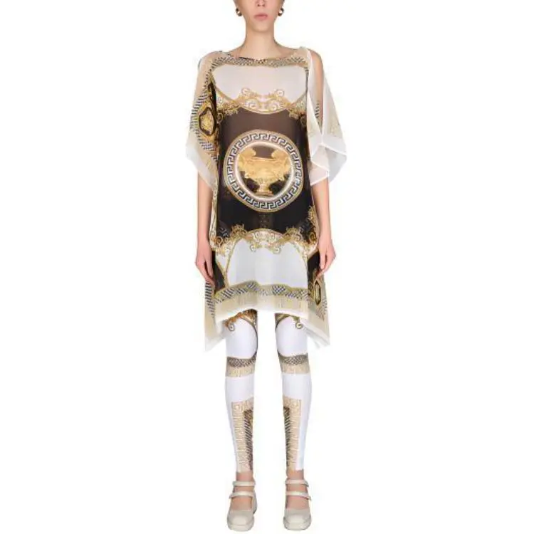 FANSIZHE VERSACE SS22 Short Sleeved Dress Women's Yellow-1