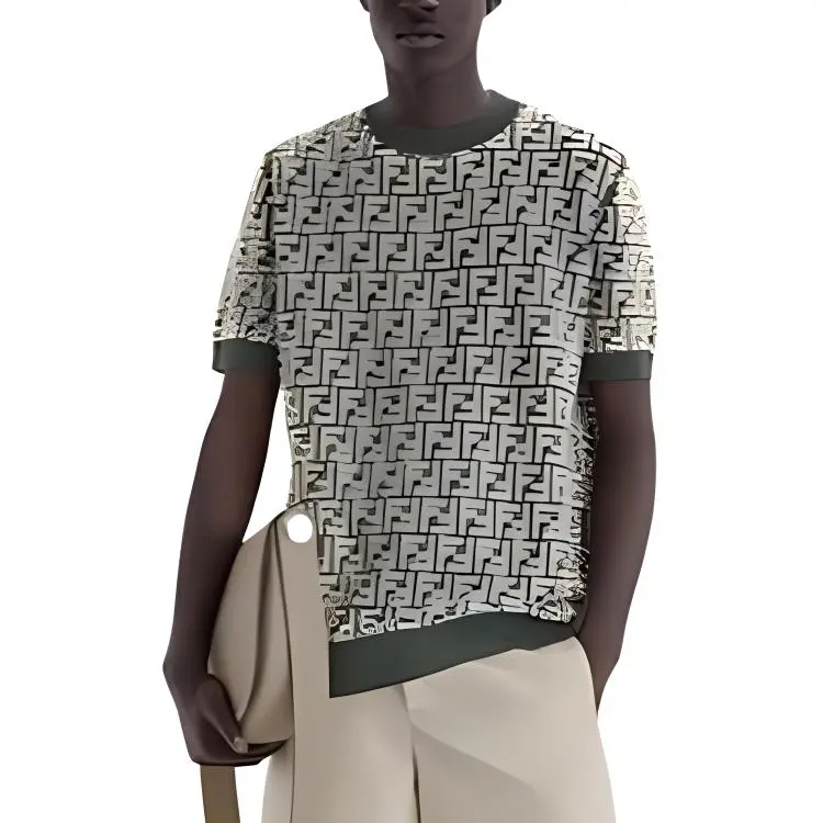 FENDI Ff Motif Fringed Effect Short Sleeved Jumper-3