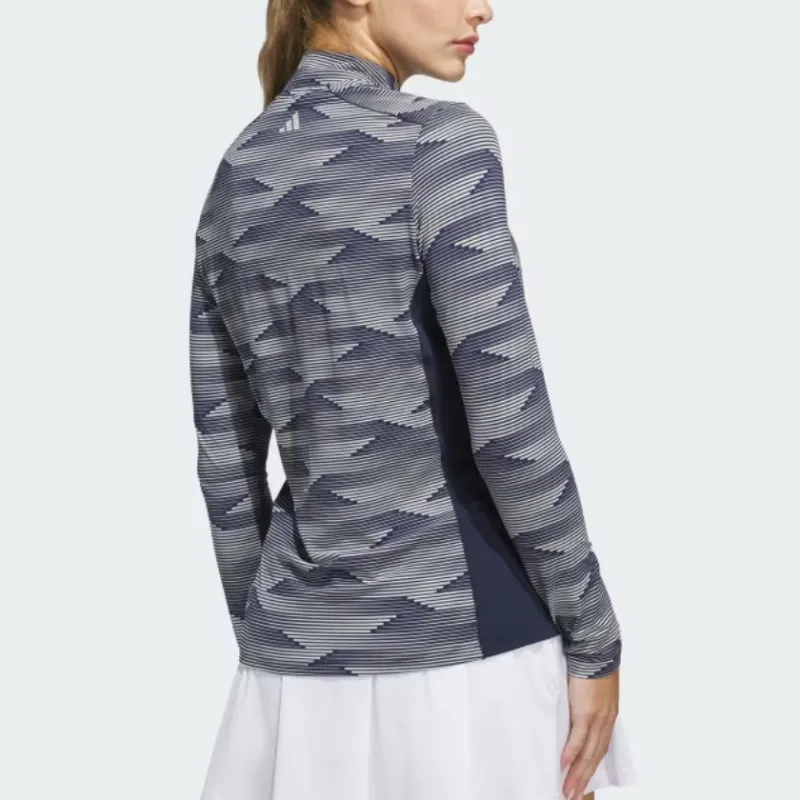 Adidas Free Shipping With AdiClub Ultimate365 Printed Quarter Zip Mock Polo Shirt-2