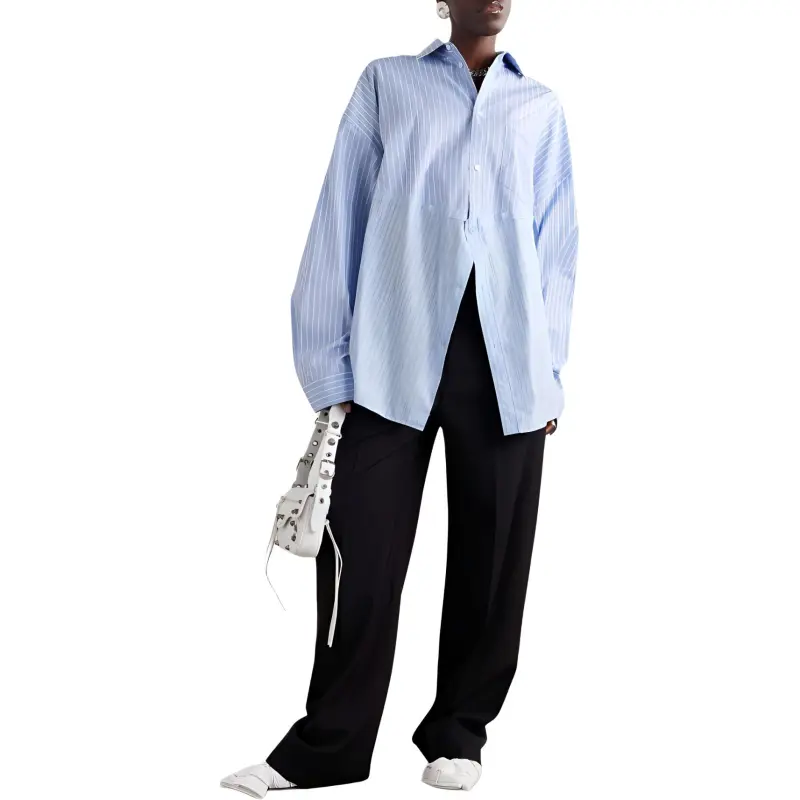 Balenciaga Cut Up Shirt Blue/White-2
