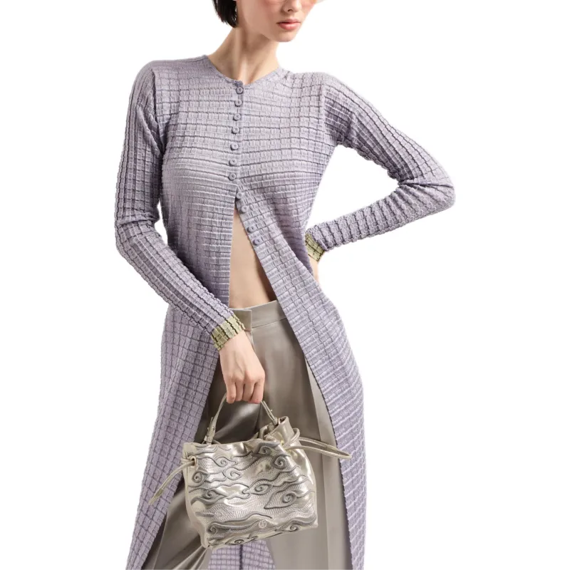 GIORGIO ARMANI Pleated Jersey Long Cardigan-4