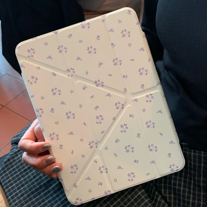 Wei Xin Purple Small Floral Compatibility With IPad Pro 12.9 Inches/Air 5/Mini 6/7/11 Tablet Protective Cases-2