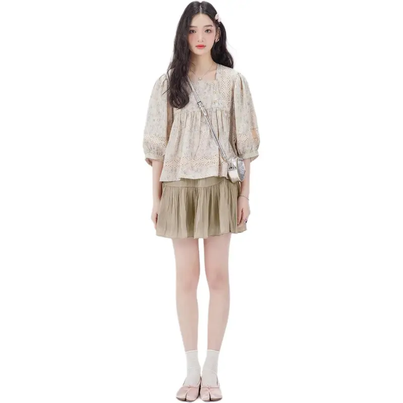 DEAR DEER PUFF Shirt Women's Floral-5