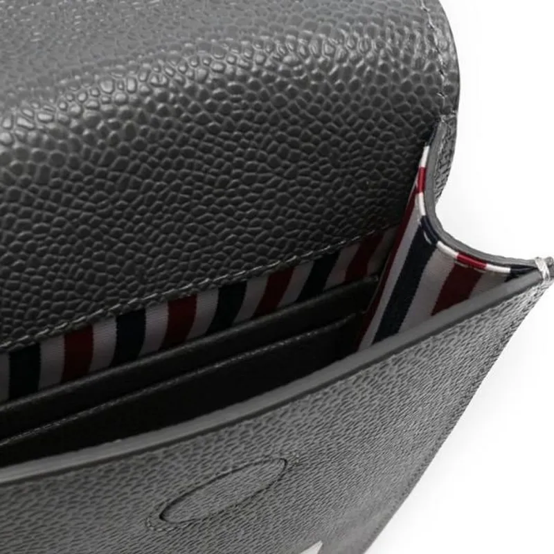 THOM BROWNE· Leather One Shoulder Crossbody Cell Phone Pouch Men's Gray-2
