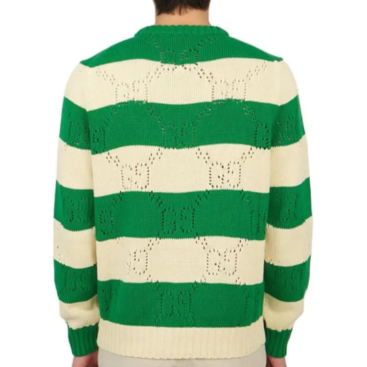 GUCCI Gg Lace Striped Knit Sweater-3