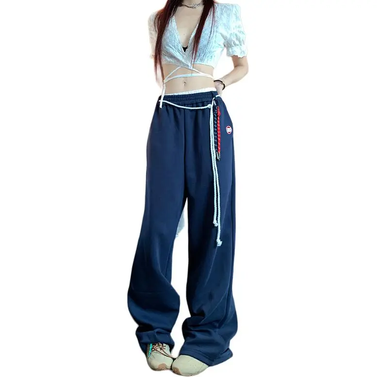 BENGEN Casual Pants Women's Navy Blue-2