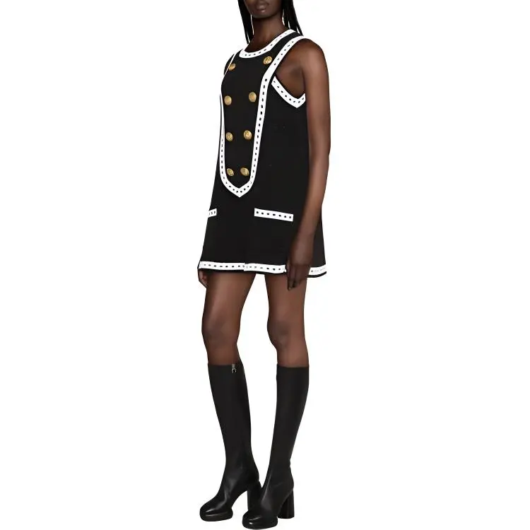 BALMAIN Sleeveless Dress Women's Black-3