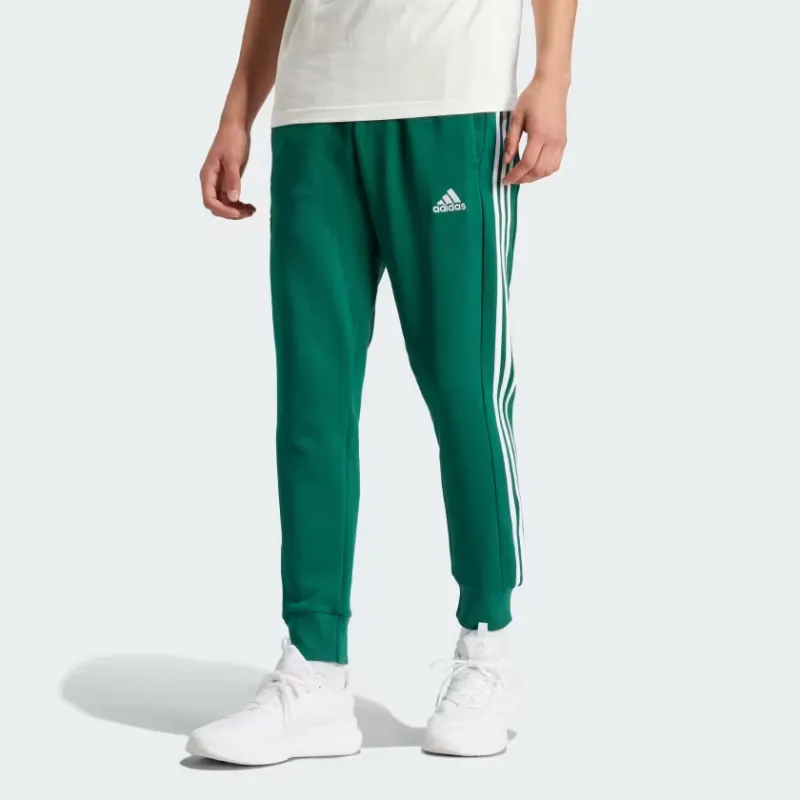 Adidas ESSENTIALS FRENCH TERRY TAPERED CUFF 3-STRIPES JOGGERS Knitted Sports Pants Men's Green-1