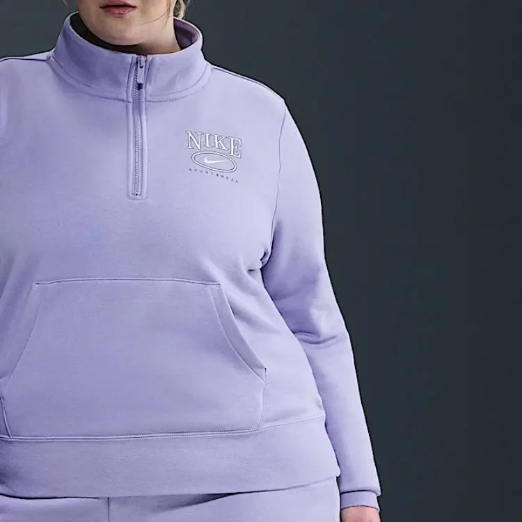 Nike Sportswear Club Fleece Women's Mock Neck 1/2 Zip Graphic Top-3