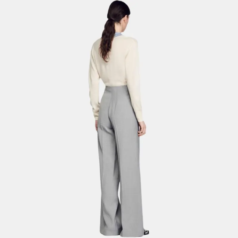 Sandro Casual Pants Women's Light Gray-2