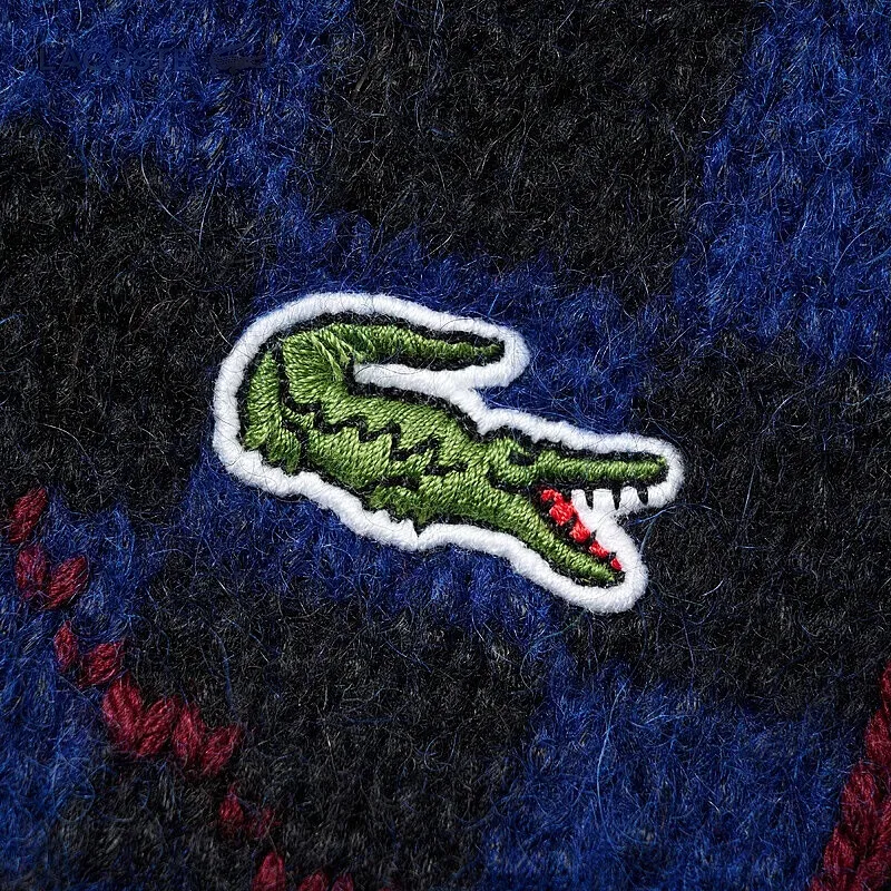 LACOSTE Sweater Unisex Blue Black Plaid-2