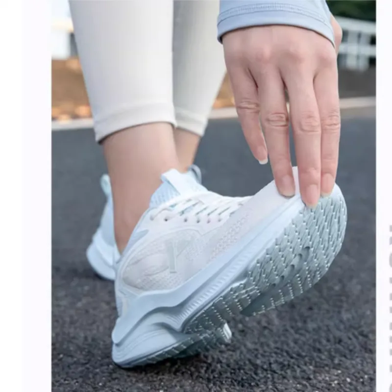 XTEP Shock Absorbers With Slip Resistant Features Low Top Casual Running Shoes Women's White Blue-1