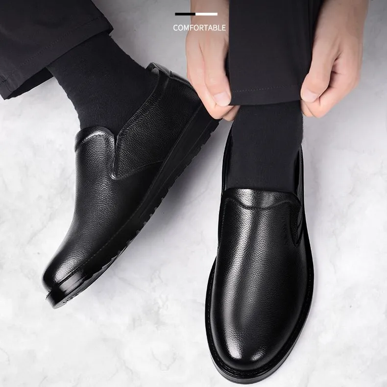 AOKANG Slip-on Leather Shoes Men's Casual Shoes Men's Black Brown-1