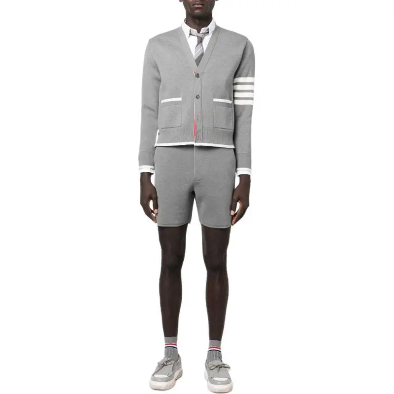 THOM BROWNE 4 Bar Striped Buttoned Cardigan-2