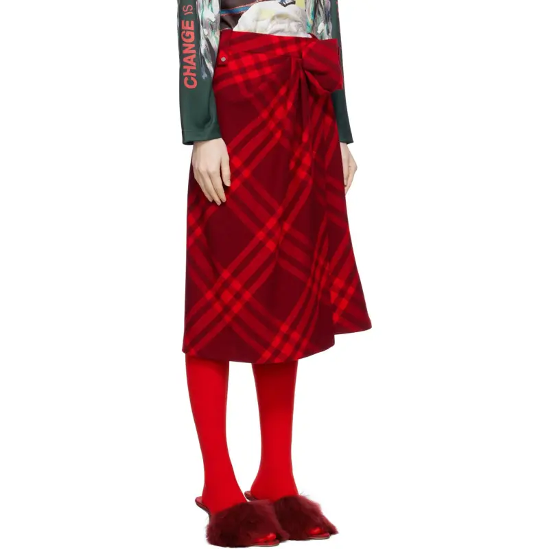 Burberry Vintage Check Frayed-Edge Skirt-2