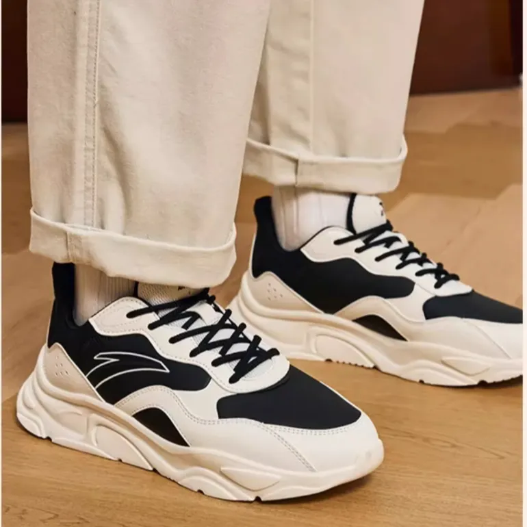 Anta Little Millennium Anti Slip Wear Resistant Low Top Casual Shoes Men's White Black-3