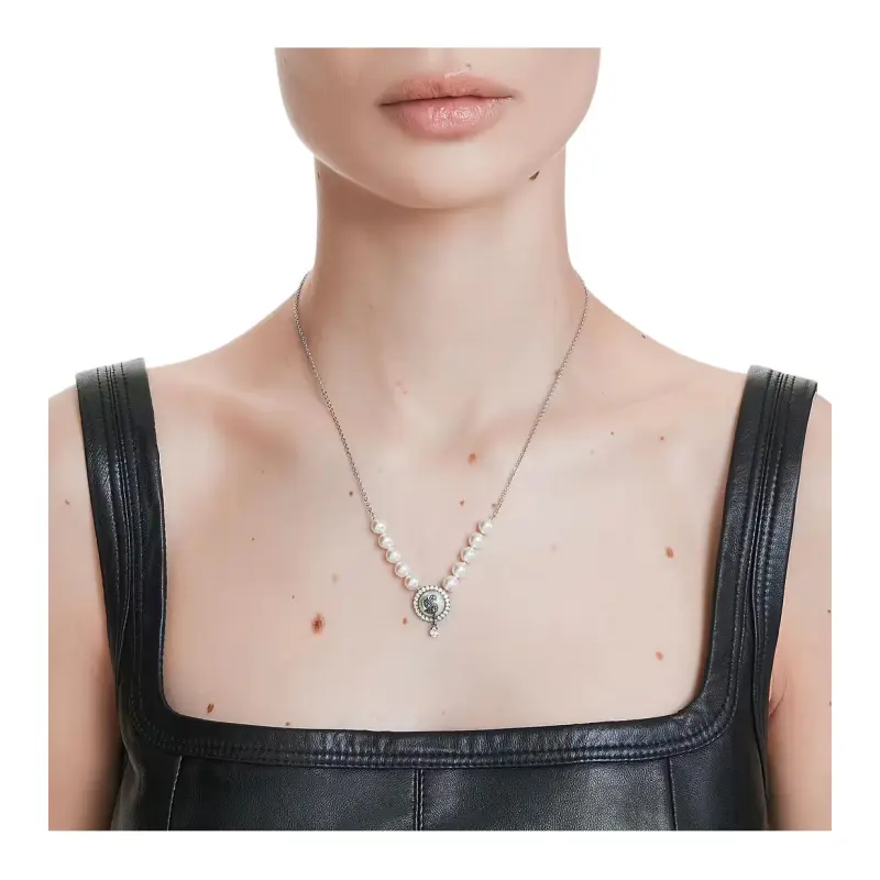 Swarovski Rhodium Plated Necklaces Women's Silver-4