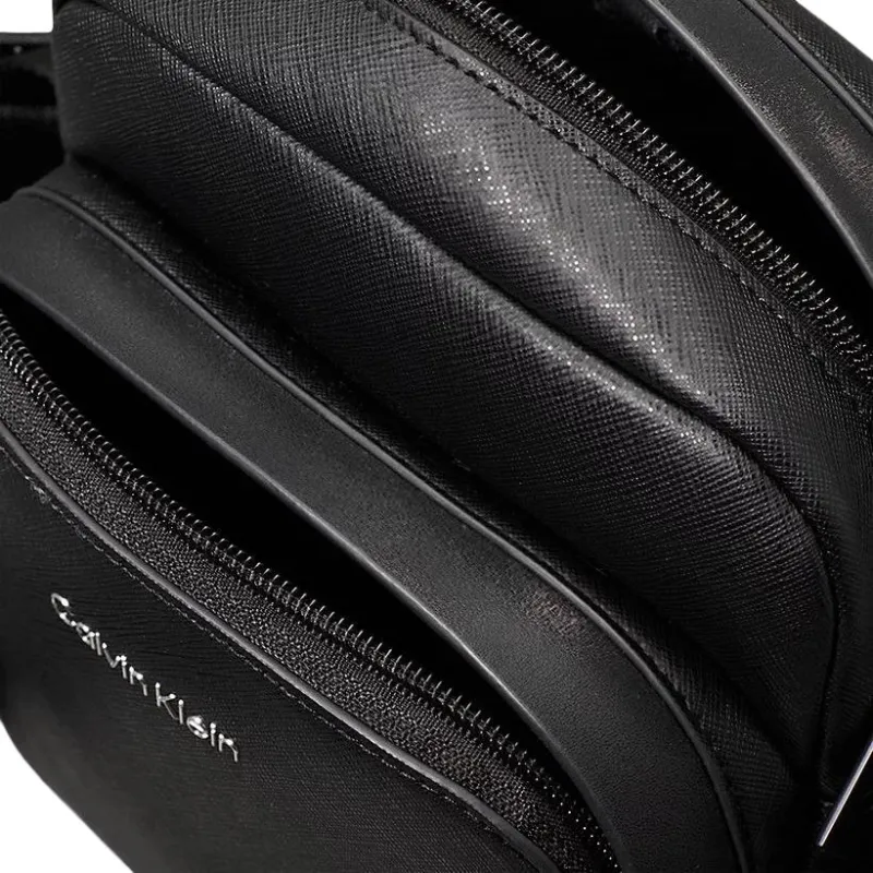 CALVIN KLEIN Recycled Artificial Leather Crossbody Bag, Shoulder Bag Men's Black-4