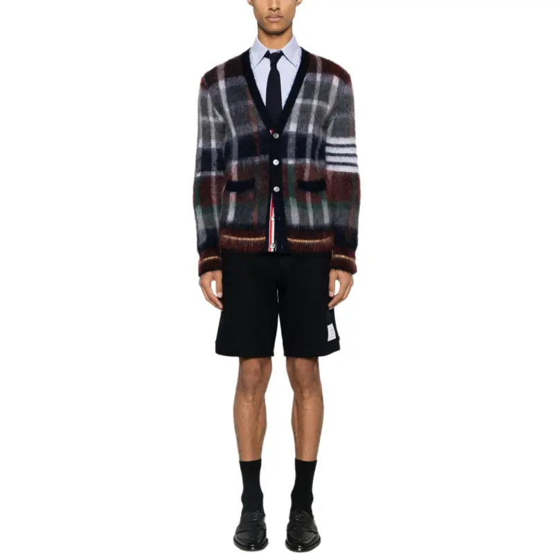 THOM BROWNE Checkered Button Up Cardigan-2
