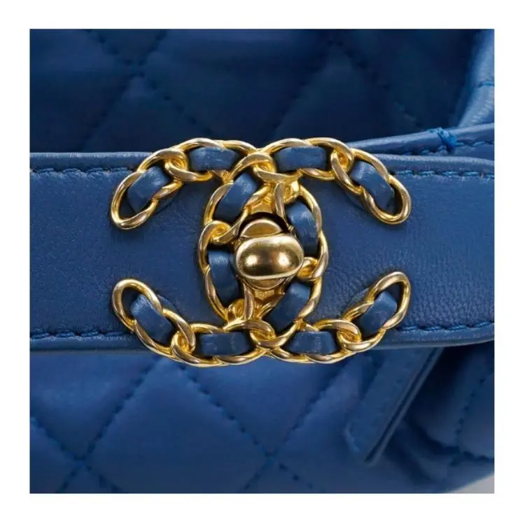 CHANEL Gabrielle Embossed Lambskin Shoulder Bag, Crossbody Bag, Handbag Women's Blue-4