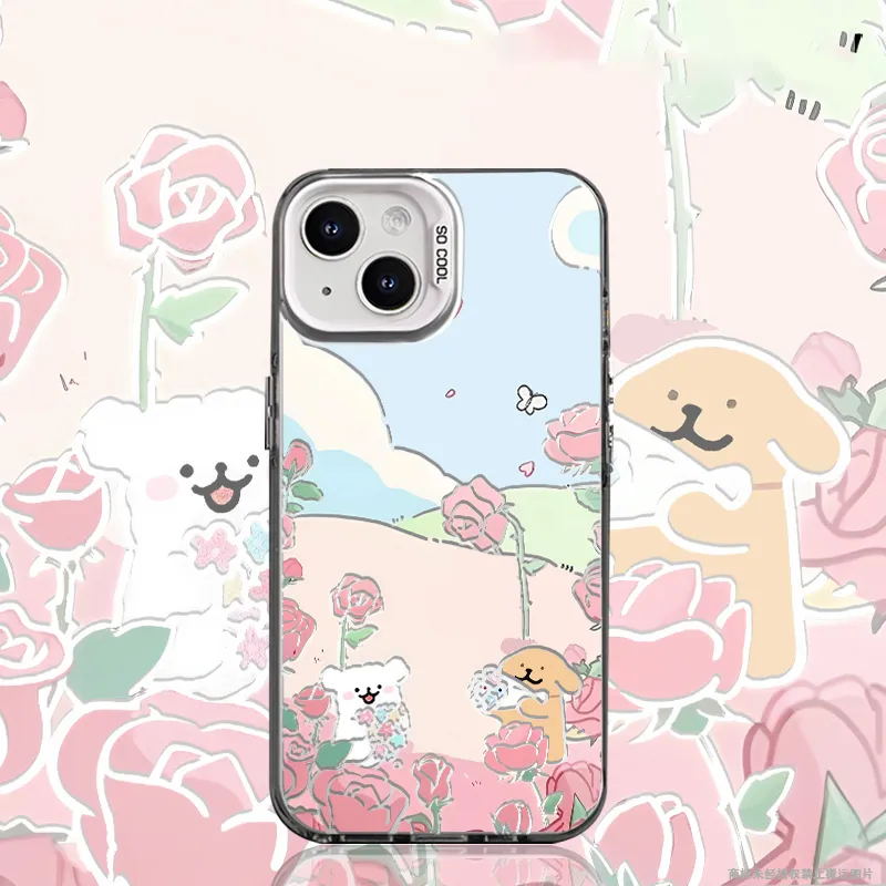 Wei Xin Acrylic Material Rose Maltese Phone Cases Compatible With IPhone 16/15 Pro Max/Apple 13/14 Pro/Max-1
