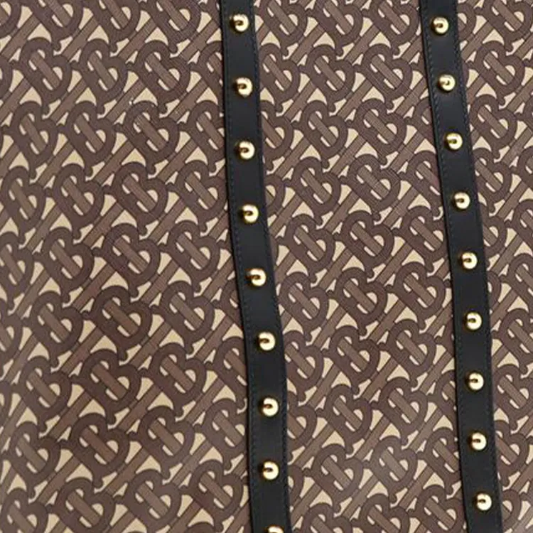 Burberry Leather Tote Shopping Bag One Shoulder Handbag Women's Black & Brown-3