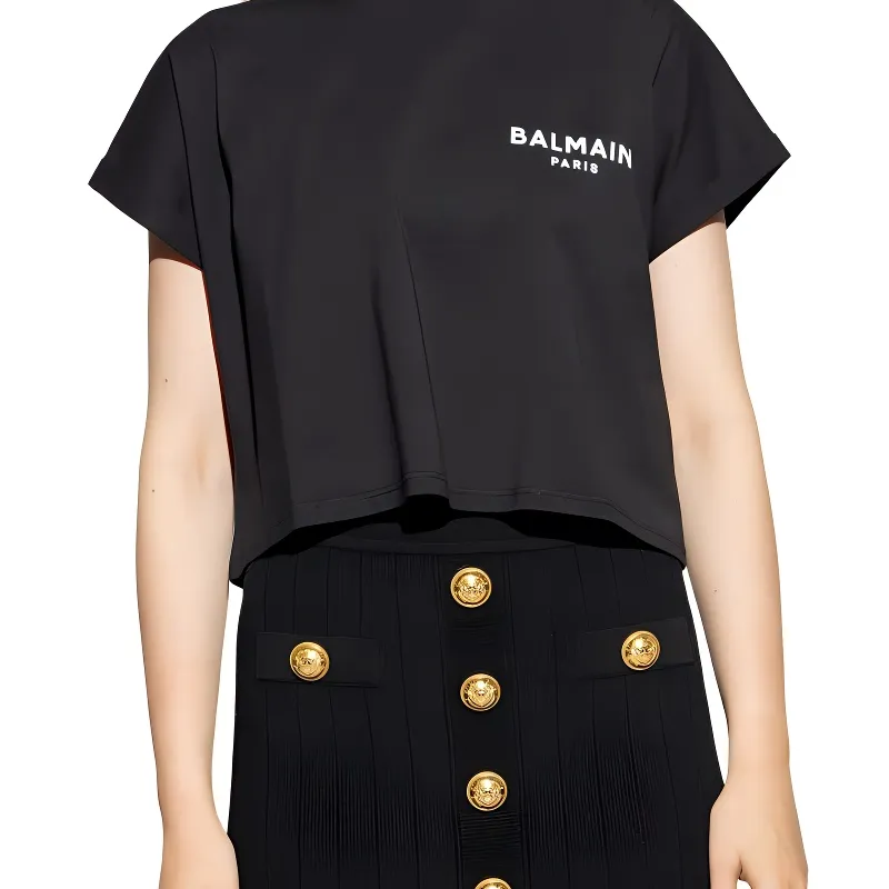BALMAIN Cropped Tee 'Black'-6