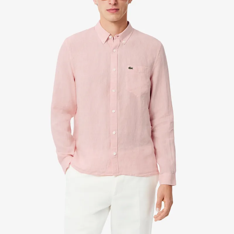 LACOSTE Logo embroidered Linen Shirt-1
