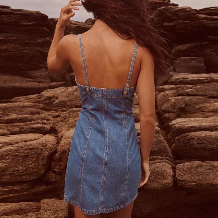 ZARA Slip Dresses Women's Blue-3