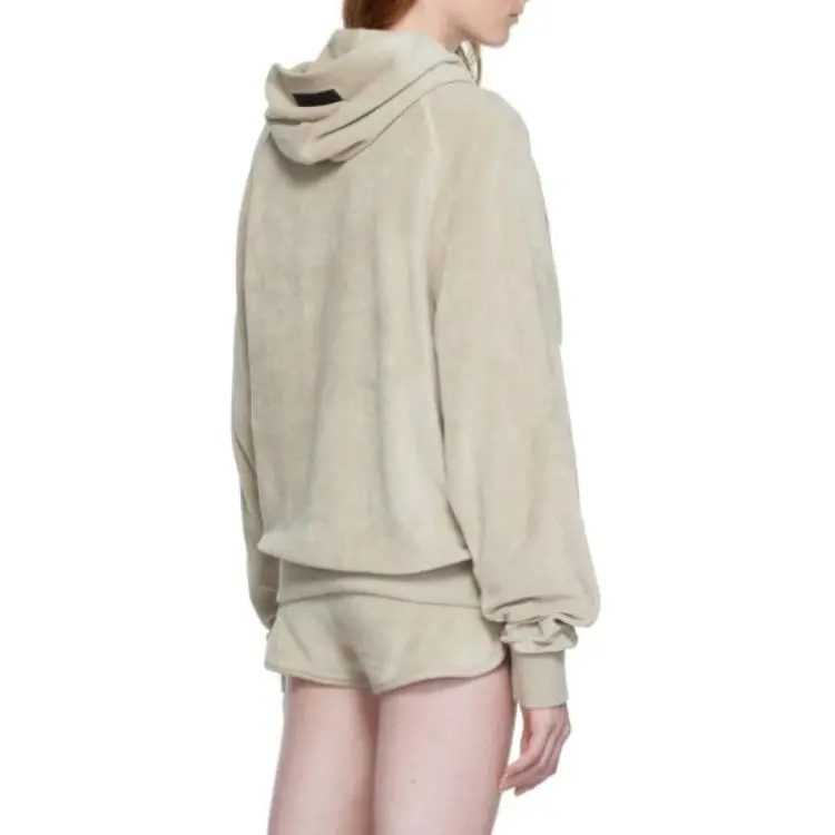 Fear Of God Essentials Women's Velour Hoodie Smoke-3