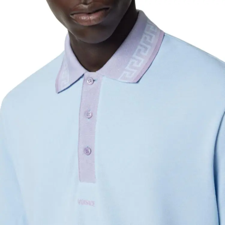 VERSACE Greca Collar Short Sleeved Polo Shirt-4