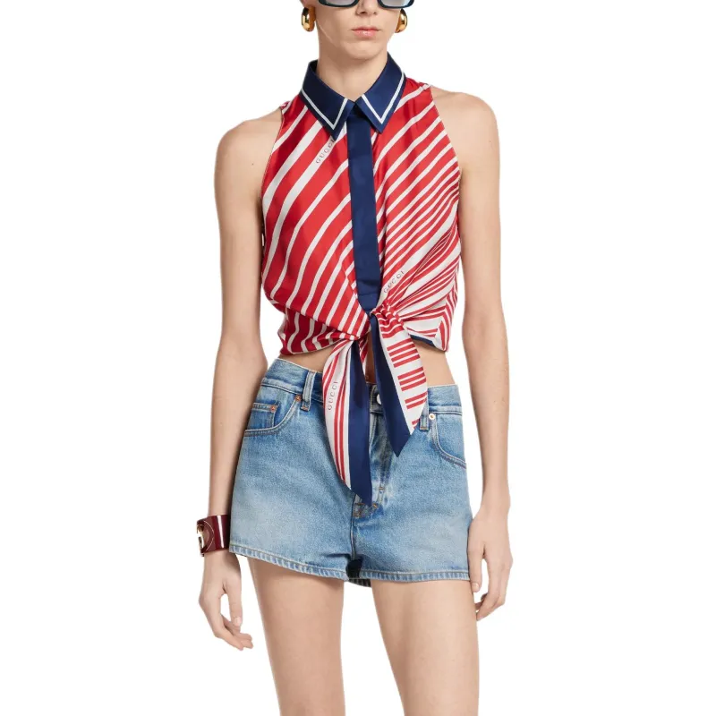GUCCI Tank Top Women's Red Blue-2