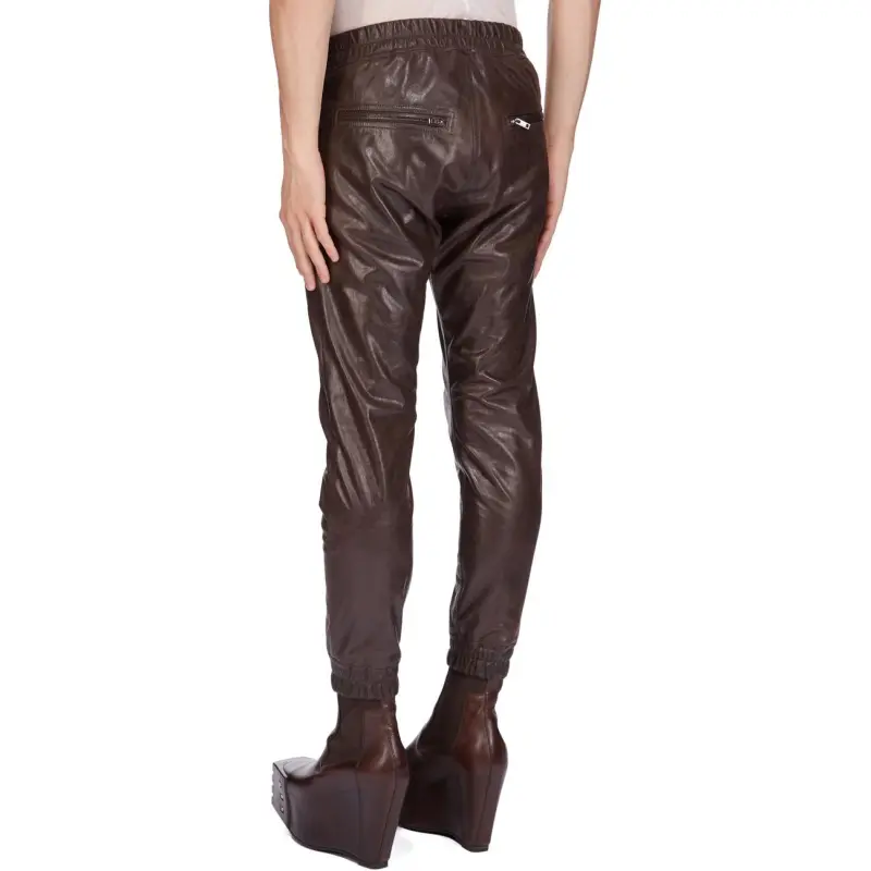 RICK OWENS Leather Pants Men Rosewood-1