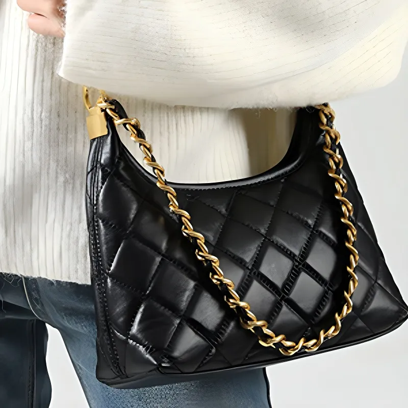 LARTIGENT Cow Leather Versatile Chain Crossbody Bag Commute Shoulder Bag Women's Angora Red/Black-3
