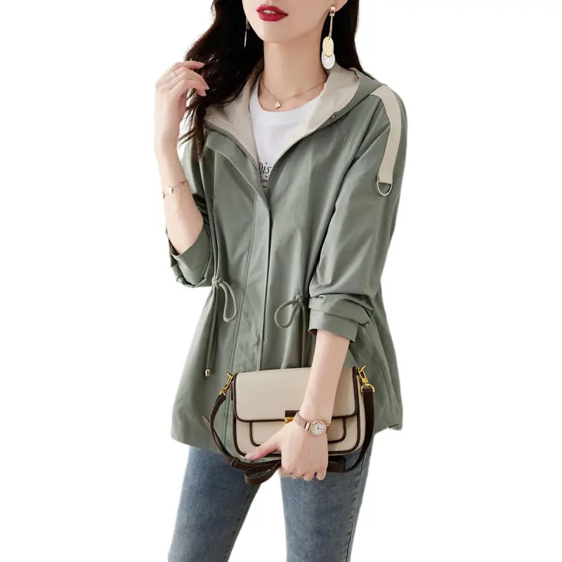Still Quiet Trench Coat Women's Pea Green-4
