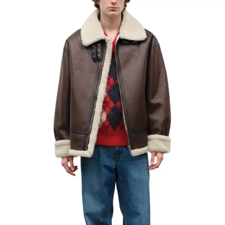 Dunst Loose Fit Line Shearling Jacket-8
