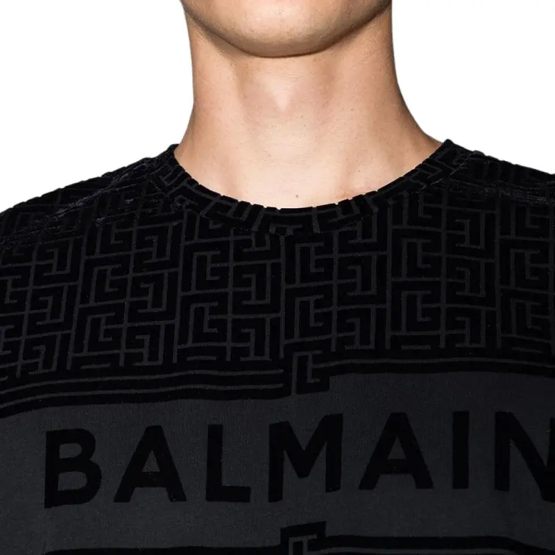 BALMAIN Eco Sustainable Monogram Flock T Shirt-4