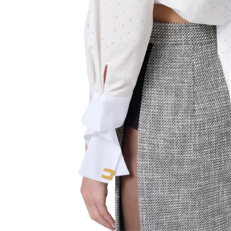 Elisabetta Franchi Knotted Embellished Poplin Shirt-4