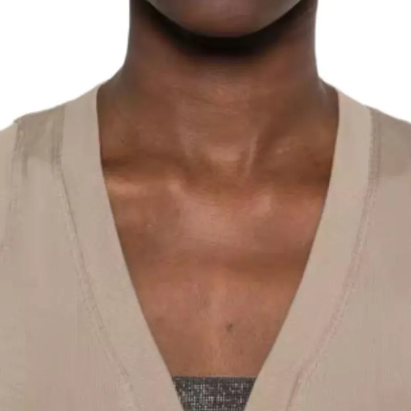 Brunello Cucinelli Ribbed Hem V Neck Top-4