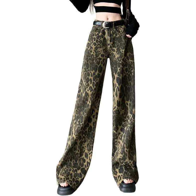 IJRJ Jeans Unisex Leopard Print-4