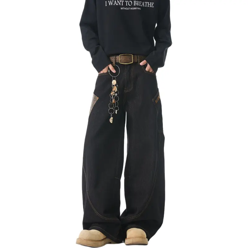 HOKLV Jeans Unisex Black-4