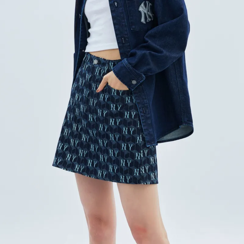 MLB Denim Short Skirts Women's Blue-4