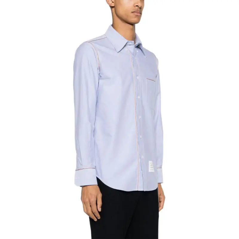THOM BROWNE RWB Trim Curved Hem Shirt-2