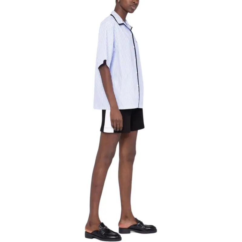 PRADA Striped Bowling T Shirt White/Blue-4
