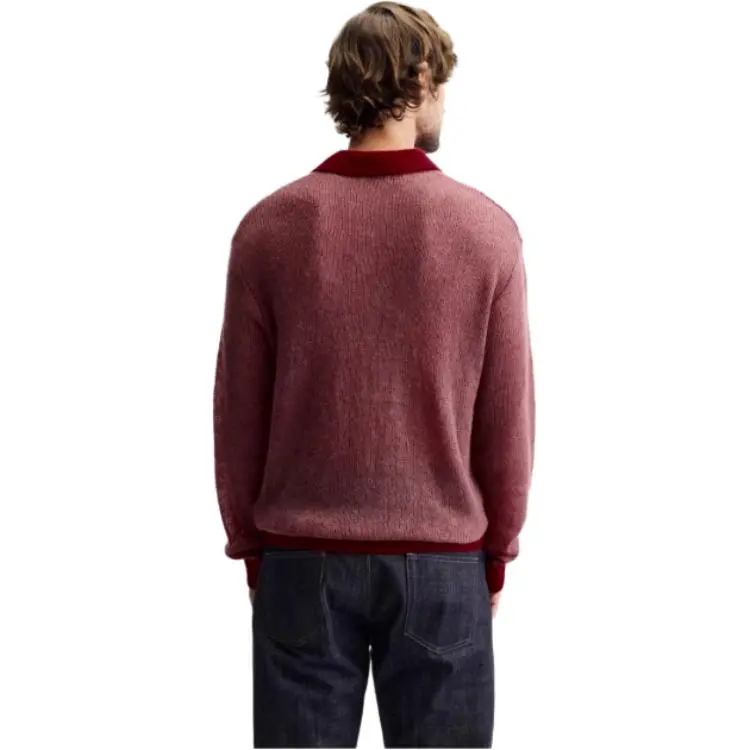 ZARA Polo Shirt Men's Burgundy Red-2