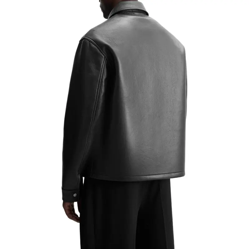 ZARA Leather Jacket Men's Black-3