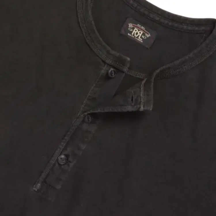 DOUBLE RL FW23 Indigo Jersey Henley Shirt T Shirt Men's Indigo-4